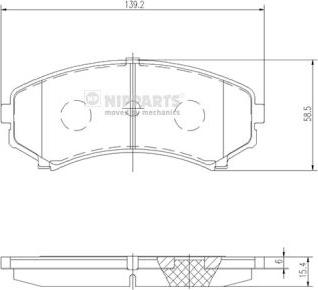 Nipparts J3605039 - Комплект спирачно феродо, дискови спирачки vvparts.bg