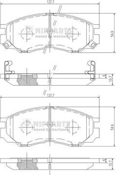 Nipparts J3605035 - Комплект спирачно феродо, дискови спирачки vvparts.bg