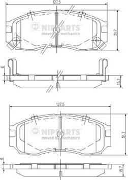 Nipparts J3605030 - Комплект спирачно феродо, дискови спирачки vvparts.bg