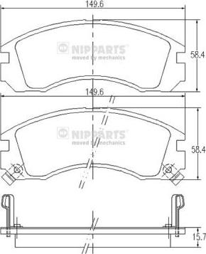 Nipparts J3605031 - Комплект спирачно феродо, дискови спирачки vvparts.bg