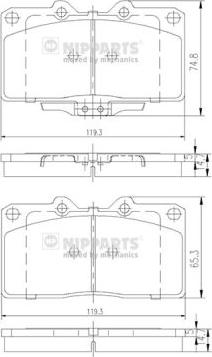 Nipparts J3605033 - Комплект спирачно феродо, дискови спирачки vvparts.bg