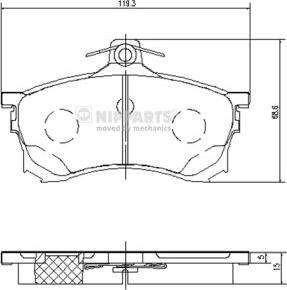 Nipparts J3605037 - Комплект спирачно феродо, дискови спирачки vvparts.bg