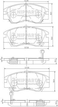 Nipparts J3605027 - Комплект спирачно феродо, дискови спирачки vvparts.bg