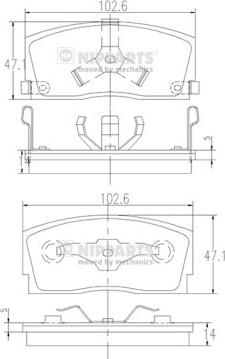 Nipparts J3606006 - Комплект спирачно феродо, дискови спирачки vvparts.bg