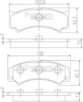 Nipparts J3606014 - Комплект спирачно феродо, дискови спирачки vvparts.bg