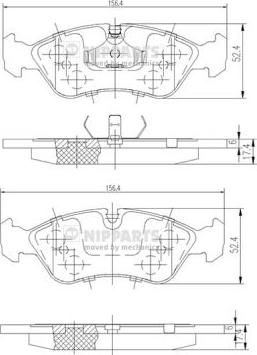 Nipparts J3600900 - Комплект спирачно феродо, дискови спирачки vvparts.bg