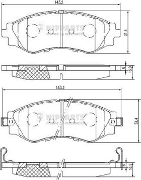 Nipparts J3600910 - Комплект спирачно феродо, дискови спирачки vvparts.bg