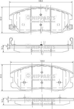 Nipparts J3600913 - Комплект спирачно феродо, дискови спирачки vvparts.bg