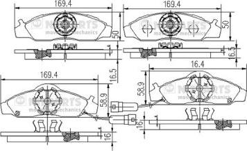 Nipparts J3600400 - Комплект спирачно феродо, дискови спирачки vvparts.bg