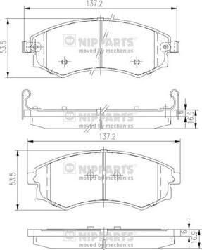 Nipparts J3600401 - Комплект спирачно феродо, дискови спирачки vvparts.bg