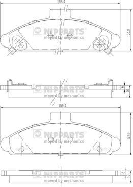 Nipparts J3600503 - Комплект спирачно феродо, дискови спирачки vvparts.bg