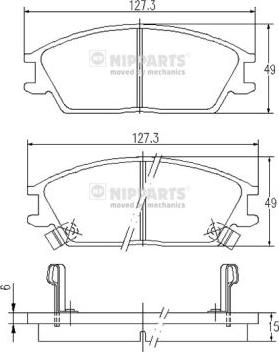 Nipparts J3600515 - Комплект спирачно феродо, дискови спирачки vvparts.bg