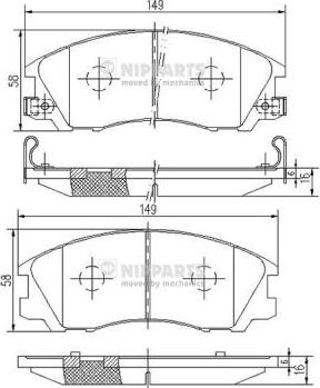 Nipparts J3600534 - Комплект спирачно феродо, дискови спирачки vvparts.bg