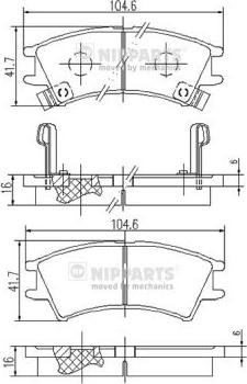 Nipparts J3600524 - Комплект спирачно феродо, дискови спирачки vvparts.bg