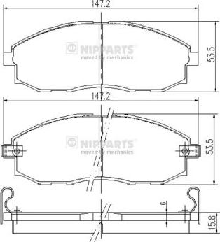 Nipparts J3600521 - Комплект спирачно феродо, дискови спирачки vvparts.bg