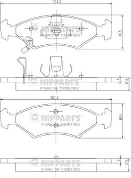 Nipparts J3600301 - Комплект спирачно феродо, дискови спирачки vvparts.bg