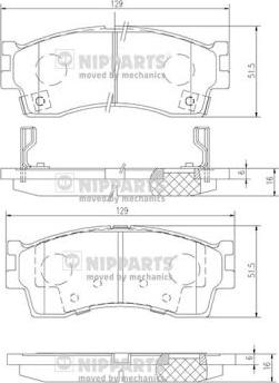 Nipparts J3600308 - Комплект спирачно феродо, дискови спирачки vvparts.bg