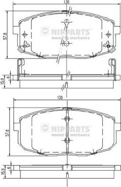 Nipparts J3600319 - Комплект спирачно феродо, дискови спирачки vvparts.bg