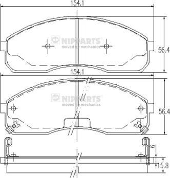 Nipparts J3600310 - Комплект спирачно феродо, дискови спирачки vvparts.bg