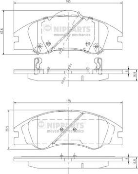 Nipparts J3600326 - Комплект спирачно феродо, дискови спирачки vvparts.bg