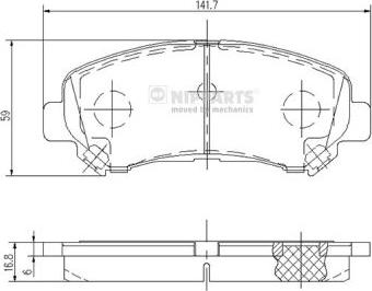 Nipparts J3601096 - Комплект спирачно феродо, дискови спирачки vvparts.bg