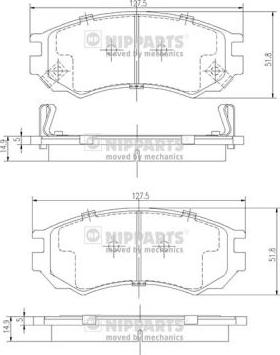 Nipparts J3601054 - Комплект спирачно феродо, дискови спирачки vvparts.bg