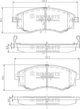 Nipparts J3601055 - Комплект спирачно феродо, дискови спирачки vvparts.bg