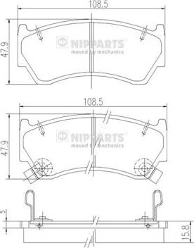 Nipparts J3601062 - Комплект спирачно феродо, дискови спирачки vvparts.bg