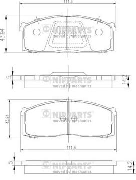 Nipparts J3601005 - Комплект спирачно феродо, дискови спирачки vvparts.bg