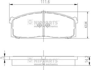 Nipparts J3601006 - Комплект спирачно феродо, дискови спирачки vvparts.bg