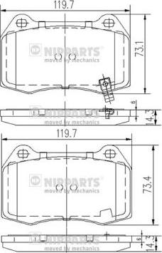 Nipparts J3601083 - Комплект спирачно феродо, дискови спирачки vvparts.bg