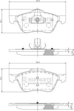 Nipparts J3601082 - Комплект спирачно феродо, дискови спирачки vvparts.bg