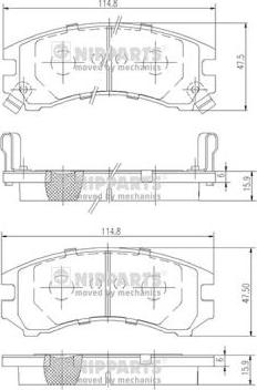 Nipparts J3601035 - Комплект спирачно феродо, дискови спирачки vvparts.bg