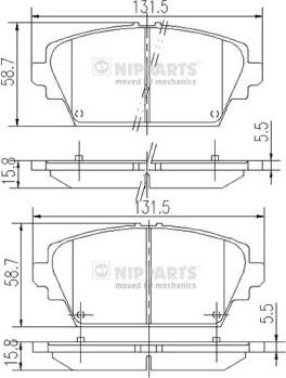 Nipparts J3601072 - Комплект спирачно феродо, дискови спирачки vvparts.bg