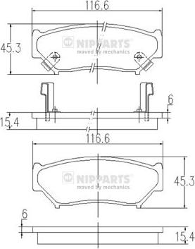 Nipparts J3608009 - Комплект спирачно феродо, дискови спирачки vvparts.bg