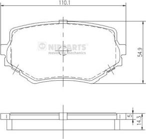 Nipparts J3608017 - Комплект спирачно феродо, дискови спирачки vvparts.bg