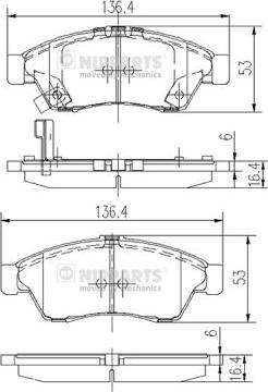 Nipparts J3608024 - Комплект спирачно феродо, дискови спирачки vvparts.bg