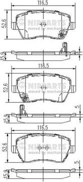 Nipparts J3608026 - Комплект спирачно феродо, дискови спирачки vvparts.bg