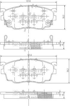 Nipparts J3603051 - Комплект спирачно феродо, дискови спирачки vvparts.bg