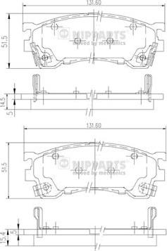 Nipparts J3603061 - Комплект спирачно феродо, дискови спирачки vvparts.bg