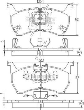 Nipparts J3603001 - Комплект спирачно феродо, дискови спирачки vvparts.bg