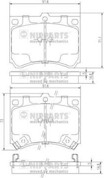 Nipparts J3603035 - Комплект спирачно феродо, дискови спирачки vvparts.bg