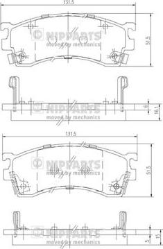 Nipparts J3603038 - Комплект спирачно феродо, дискови спирачки vvparts.bg