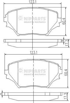 Nipparts J3602095 - Комплект спирачно феродо, дискови спирачки vvparts.bg