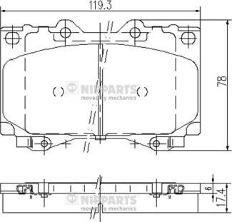 Nipparts J3602097 - Комплект спирачно феродо, дискови спирачки vvparts.bg