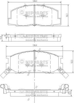 Nipparts J3602042 - Комплект спирачно феродо, дискови спирачки vvparts.bg