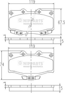 Nipparts J3602054 - Комплект спирачно феродо, дискови спирачки vvparts.bg