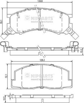 Nipparts J3602050 - Комплект спирачно феродо, дискови спирачки vvparts.bg