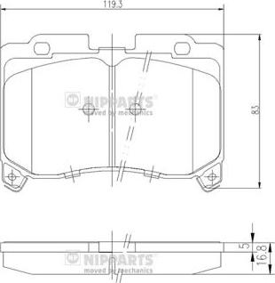 Nipparts J3602069 - Комплект спирачно феродо, дискови спирачки vvparts.bg