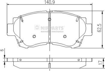 Nipparts J3602060 - Комплект спирачно феродо, дискови спирачки vvparts.bg